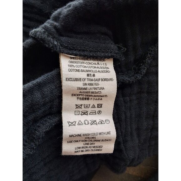 Free People Sunstreaks Tie Front Button-Down Top Womens S Black Gauze Cotton - Picture 6 of 6